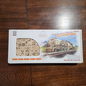 UGEARS V-Express Steam Train With Tender Mechanical Wooden 3D Model Kit
